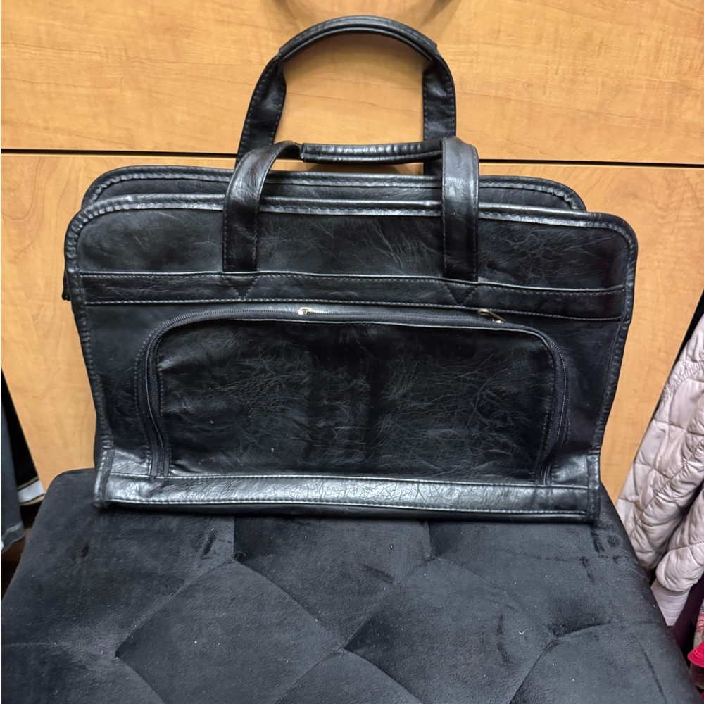Elegant Black Leather Brief or Laptop Bag